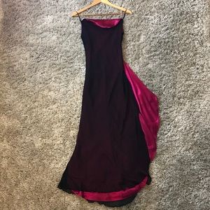 Kay Unger Beaded Spaghetti Strap Long Flowing Gown